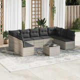 vidaXL 9-delige Loungeset met kussens poly rattan zwart