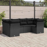 vidaXL 6-piece Lounge Set with cushions poly rattan black
