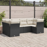 vidaXL 6-piece Lounge Set with cushions poly rattan black