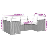 vidaXL 6-piece Lounge Set with cushions poly rattan black