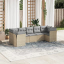 vidaXL 7-delige Loungeset met kussens poly rattan zwart