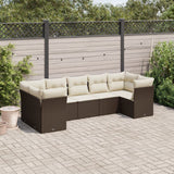 vidaXL 7-delige Loungeset met kussens poly rattan zwart
