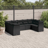 vidaXL 9-delige Loungeset met kussens poly rattan zwart