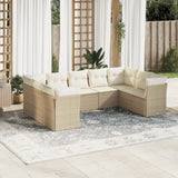 vidaXL 9-delige Loungeset met kussens poly rattan zwart