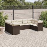 vidaXL 9-delige Loungeset met kussens poly rattan zwart