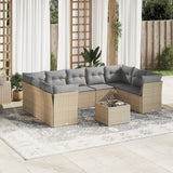 vidaXL 9-delige Loungeset met kussens poly rattan zwart