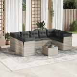 vidaXL 9-delige Loungeset met kussens poly rattan zwart