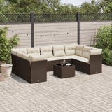 vidaXL 9-delige Loungeset met kussens poly rattan zwart