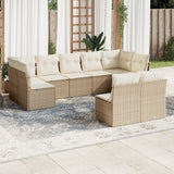 vidaXL 9-delige Loungeset met kussens poly rattan zwart
