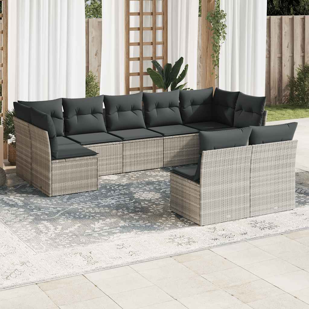 vidaXL 9-delige Loungeset met kussens poly rattan zwart