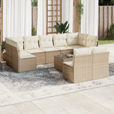vidaXL 9-delige Loungeset met kussens poly rattan zwart