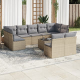 vidaXL 9-delige Loungeset met kussens poly rattan zwart