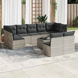 vidaXL 9-delige Loungeset met kussens poly rattan zwart