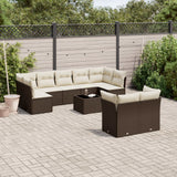vidaXL 9-delige Loungeset met kussens poly rattan zwart