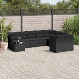 vidaXL 10-piece Lounge Set with Cushions Poly Rattan Black