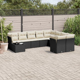 vidaXL 10-piece Lounge Set with Cushions Poly Rattan Black