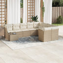 vidaXL 10-piece Lounge Set with Cushions Poly Rattan Black