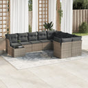 vidaXL 10-piece Lounge Set with Cushions Poly Rattan Black