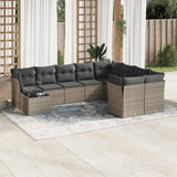 vidaXL 10-piece Lounge Set with Cushions Poly Rattan Black