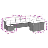 vidaXL 10-piece Lounge Set with Cushions Poly Rattan Black