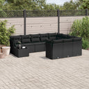 vidaXL 11-Piece Lounge Set with Cushions Poly Rattan Black