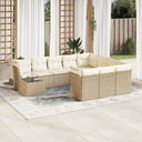 vidaXL 11-Piece Lounge Set with Cushions Poly Rattan Black