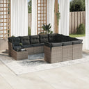 vidaXL 11-Piece Lounge Set with Cushions Poly Rattan Black