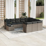 vidaXL 11-Piece Lounge Set with Cushions Poly Rattan Black