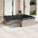 vidaXL 11-Piece Lounge Set with Cushions Poly Rattan Black