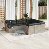 vidaXL 11-Piece Lounge Set with Cushions Poly Rattan Black