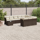 vidaXL 11-Piece Lounge Set with Cushions Poly Rattan Black