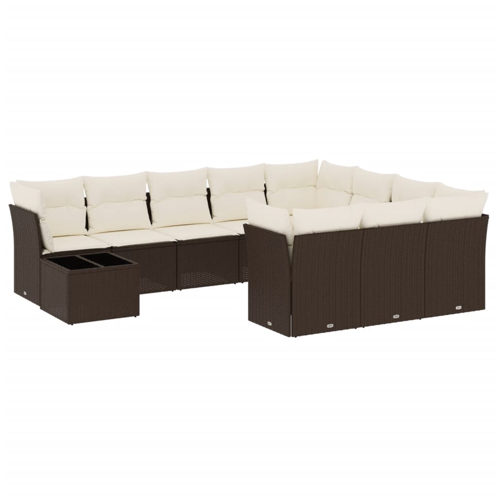 vidaXL 11-Piece Lounge Set with Cushions Poly Rattan Black