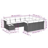 vidaXL 11-Piece Lounge Set with Cushions Poly Rattan Black