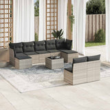 vidaXL 9-delige Loungeset met kussens poly rattan zwart