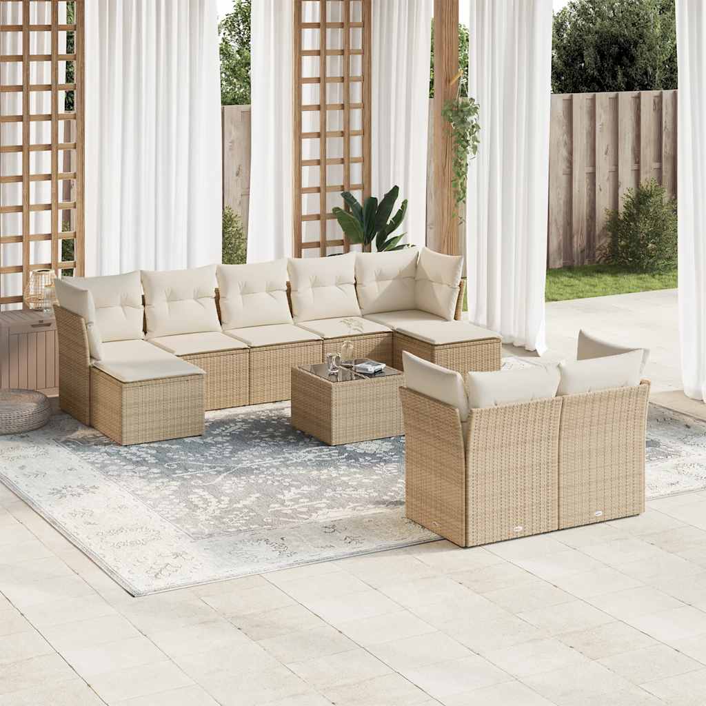 vidaXL 9-delige Loungeset met kussens poly rattan zwart