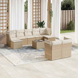 vidaXL 9-delige Loungeset met kussens poly rattan zwart