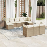 vidaXL 10-delige Loungeset met kussens poly rattan zwart