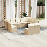 vidaXL 11-delige Loungeset met kussens poly rattan zwart