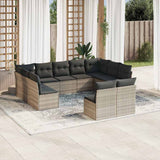 vidaXL 11-delige Loungeset met kussens poly rattan zwart