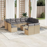vidaXL 11-delige Loungeset met kussens poly rattan zwart