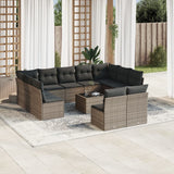 vidaXL 11-delige Loungeset met kussens poly rattan zwart