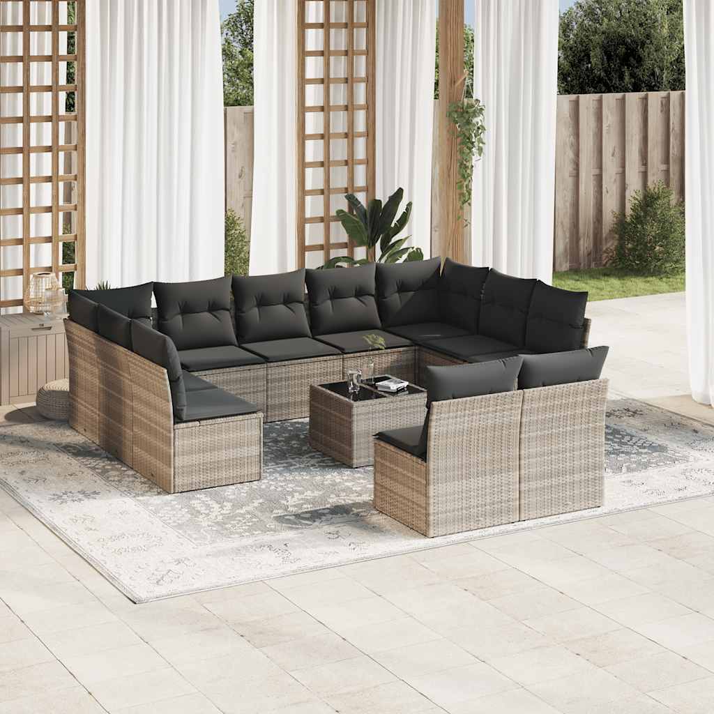 vidaXL 11-delige Loungeset met kussens poly rattan zwart