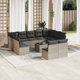 vidaXL 11-delige Loungeset met kussens poly rattan zwart