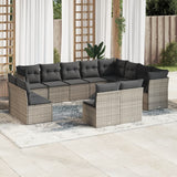 vidaXL 12-delige Loungeset met kussens poly rattan zwart