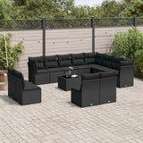vidaXL 12-delige Loungeset met kussens poly rattan zwart