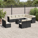 vidaXL 12-delige Loungeset met kussens poly rattan zwart