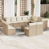vidaXL 12-delige Loungeset met kussens poly rattan zwart