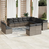 vidaXL 13-delige Loungeset met kussens poly rattan zwart