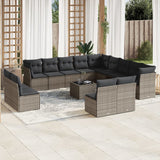 vidaXL 13-delige Loungeset met kussens poly rattan zwart