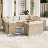 vidaXL 11-delige Loungeset met kussens poly rattan zwart
